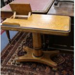 A Victorian Hungarian ash adjustable reading table W.92cm