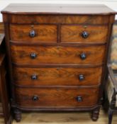 A mid Victorian mahogany bow fronted chest of drawers W.110cm