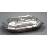 A 1930's silver entree dish and cover, by Atkin Brothers, Sheffield, 1933/1937, no handle, 53 oz.