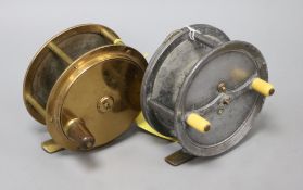 J. Bernard and Son 4.5 inch fishing reel and an all brass reel by A and N CPL Westminster