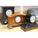 A John Bull & Co Edwardian mantel clock, a slate mantel clock and another