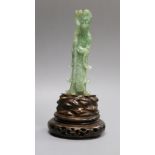 A Chinese jadeite figure of Shou Luo and two stands