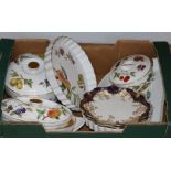 A quantity of Worcester Evesham dinner ware and a pair of Doulton porcelain plates