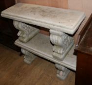 A pair of reconstituted stone Roman garden seats W.98cm