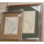 Two 19th century framed maps, including Western Australia/Van Dieman Island, originally published