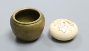 A Shibayama netsuke and a bronze pot