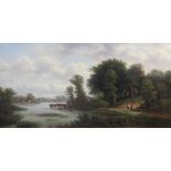 G. Steffensonoil on canvasRiver landscape with cattle wateringsigned17.5 x 35.5in.
