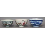 Three Chinese porcelain bowls largest diameter 13.5cm