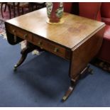 A Regency rosewood banded mahogany sofa table W.90cm