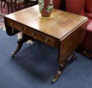 A Regency rosewood banded mahogany sofa table W.90cm