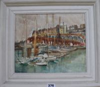 Dorothy Louisa Swain (b. 1922), oil on canvas, 'Ramsgate Harbour', signed and dated '82