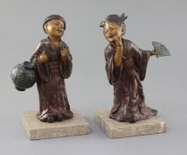 George Maxim (1895-1940). A pair of bronzed spelter bookends, modelled as Japanese children, signed,