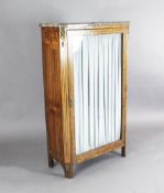 A 19th century French Louis XVI style kingwood and rosewood vitrine, with variegated grey marble top