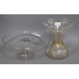 A gilt glass vase and a tazza vase 25cm