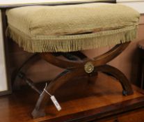 A Regency style mahogany 'X' framed dressing stool