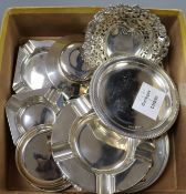 Nineteen items of small silver including ashtrays, dishes etc. 32.5 oz.