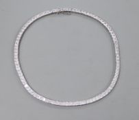 A 925 white metal and white paste set line necklace, approx. 38cm.