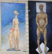 BF 2006, two oils on canvas, Figure studies, one signed and dated, largest 151 x 70cm, unframed