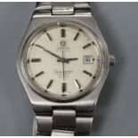 A gentleman's stainless steel Omega Seamaster Cosmic 2000 automatic wristwatch.