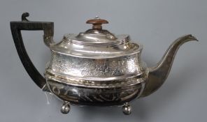 A George III silver teapot, Stephen Adams, London, 1813, gross 16.5 oz.