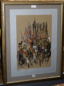 Felix Topolski, lithograph, The Royal Wedding, signed and numbered 68/275