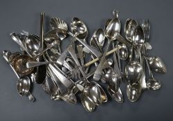 Assorted small silver flatware including four 19th century York teaspoons by Barber & Whitwell and