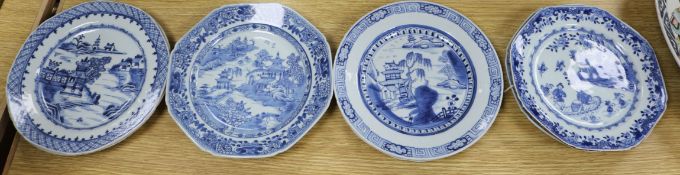 Eight Chinese blue and white plates, various