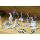 Eighteen pieces of Herend including giraffes, rabbits, cobra, turtle, snail, etc.