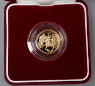 One UK gold proof half sovereign, 2007 cased.