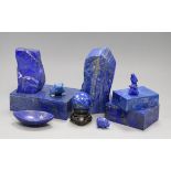 A group of blue marble boxes and ornaments