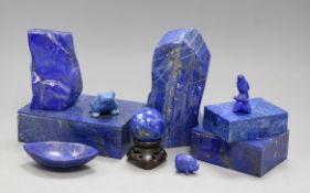 A group of blue marble boxes and ornaments