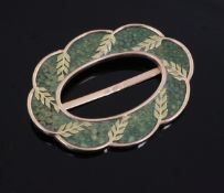 FABERGE: A late 19th/early 20th century two colour 56 zolotnik gold and shagreen buckle, of cusped