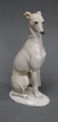 A Rosenthal blanc de chine model of a seated Italian greyhound by Theodor Karner, circa 1922 with