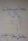 After Jean Cocteau, colour print, Le Testament D'orphee, 54 x 36cm, unframed