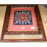 A framed Victorian beadwork panel and an embroidery largest 60 x 53cm