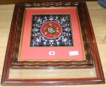 A framed Victorian beadwork panel and an embroidery largest 60 x 53cm