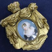 Late 19th century English School, oil on ivory, Miniature of Princess Amelia, 9 x 7cm, in an