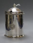 An George V Arts & Crafts planished silver preserve jar and cover by Albert Edward Jones,
