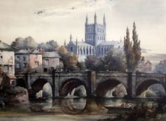 § Noel Harry Leaver (1889-1951)watercolourHereford Cathedralsigned14 x 20in.