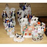 A collection of Staffordshire figures