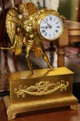 A gilt brass 'Father Time' mantel clock height 44cm