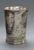 A late Victorian silver goblet with presentation inscription, Munsey & Co, London, 1900, 12.3cm,