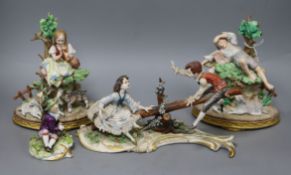 A pair of Sitzendorf figures, a Capo di Monte and Naples (4)
