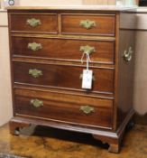A miniature mahogany chest, of two short and three long drawers W.50cm