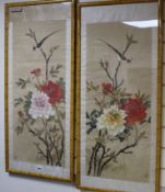 A pair of Oriental framed paintings on silk