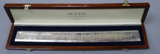 A cased 'Winston Churchill Rule of Life' silver ruler, by Richard Jarvis, London, 2007, 10.5 oz.