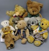 Eight Collector's bears, one vintage