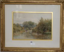 William Bradley, watercolour, River landscape, signed and dated 1885, 32 x 45cm