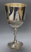 An Edwardian demi fluted silver chalice, marks rubbed, 23.5cm, 12.5 oz.