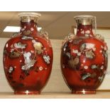 A pair of 19th century Satsuma vases, probably Kinkozan or Taizan height 47cm